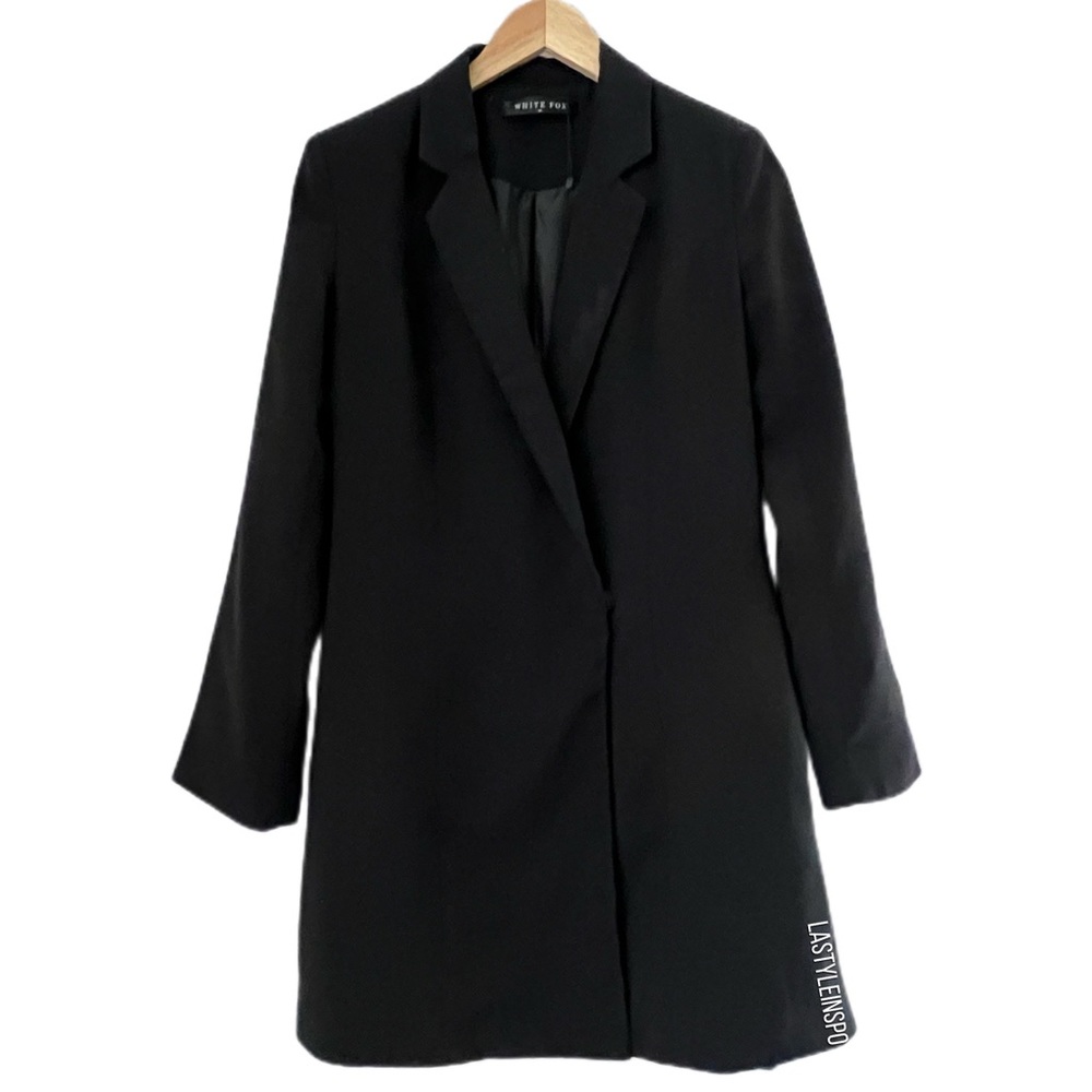 White Fox Long Blazer Black Size Medium